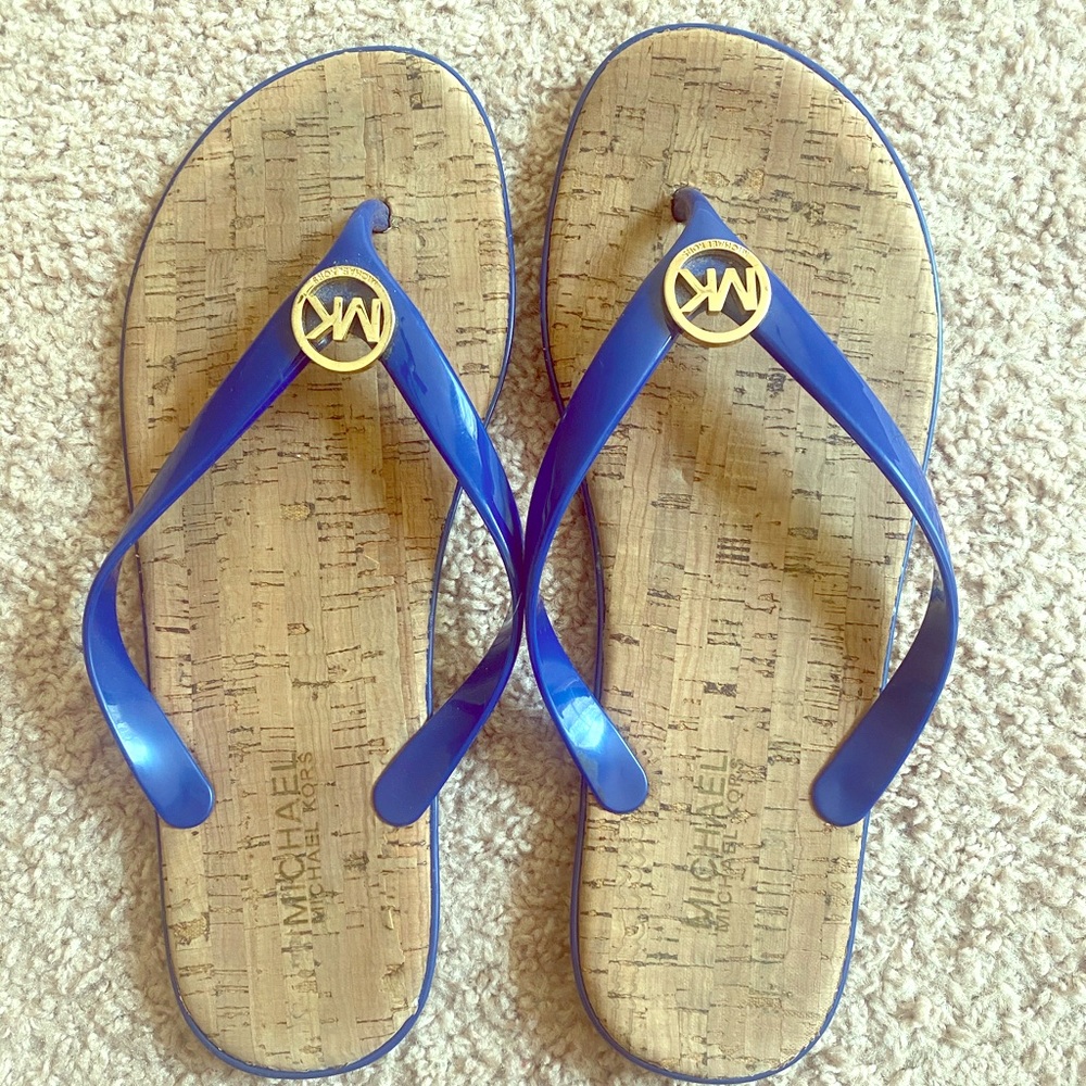 MICHAEL KORS JET SET JELLY CORK BLUE FLIP FLOP